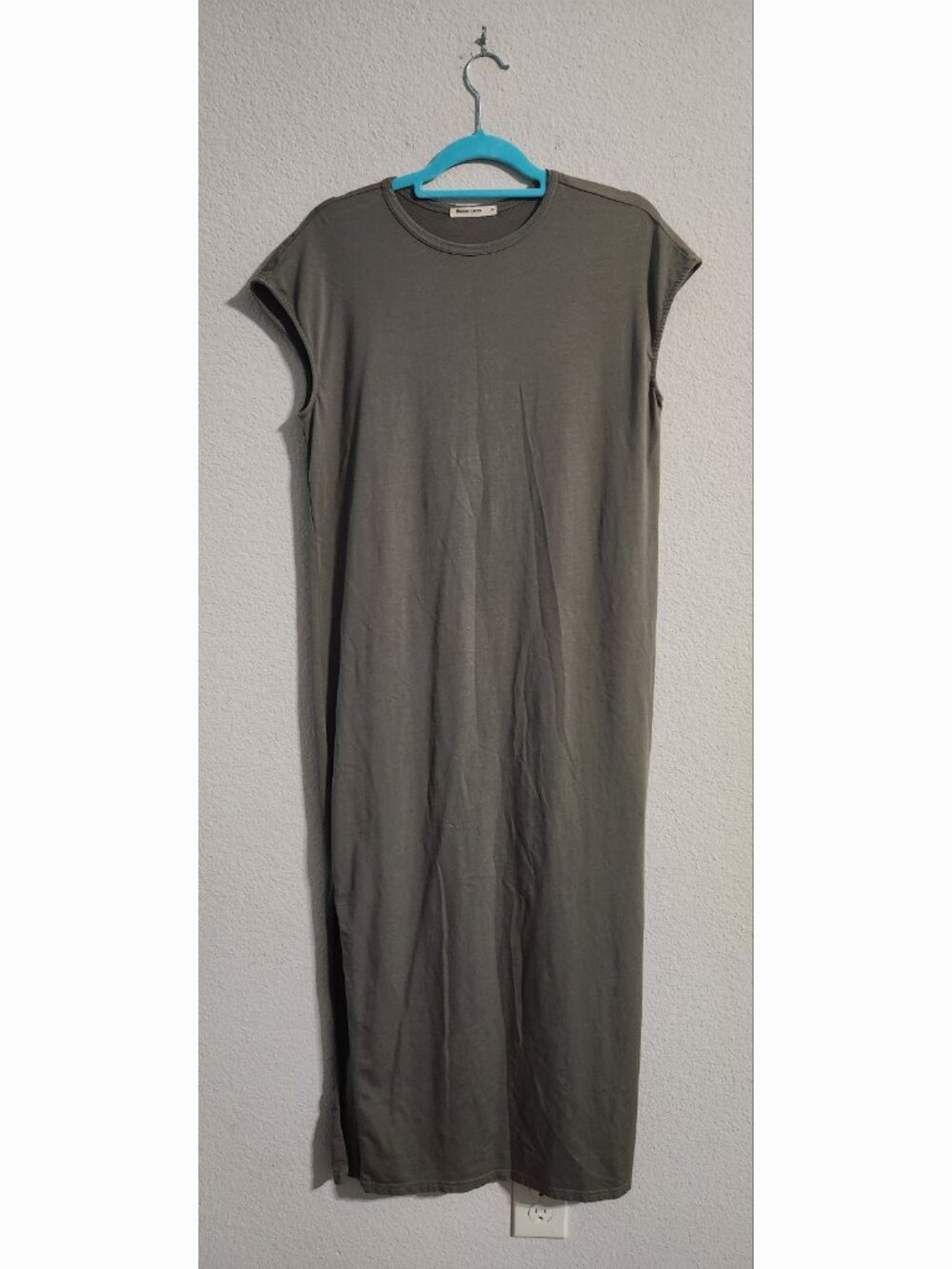 Marine Layer Taylor Jersey Maxi Dress Women’s Medium Side Slits Olive Green
